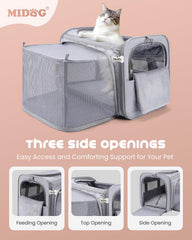 MIDOG cat carrier soft airline-approved design supports safe flights with secure fastening.
