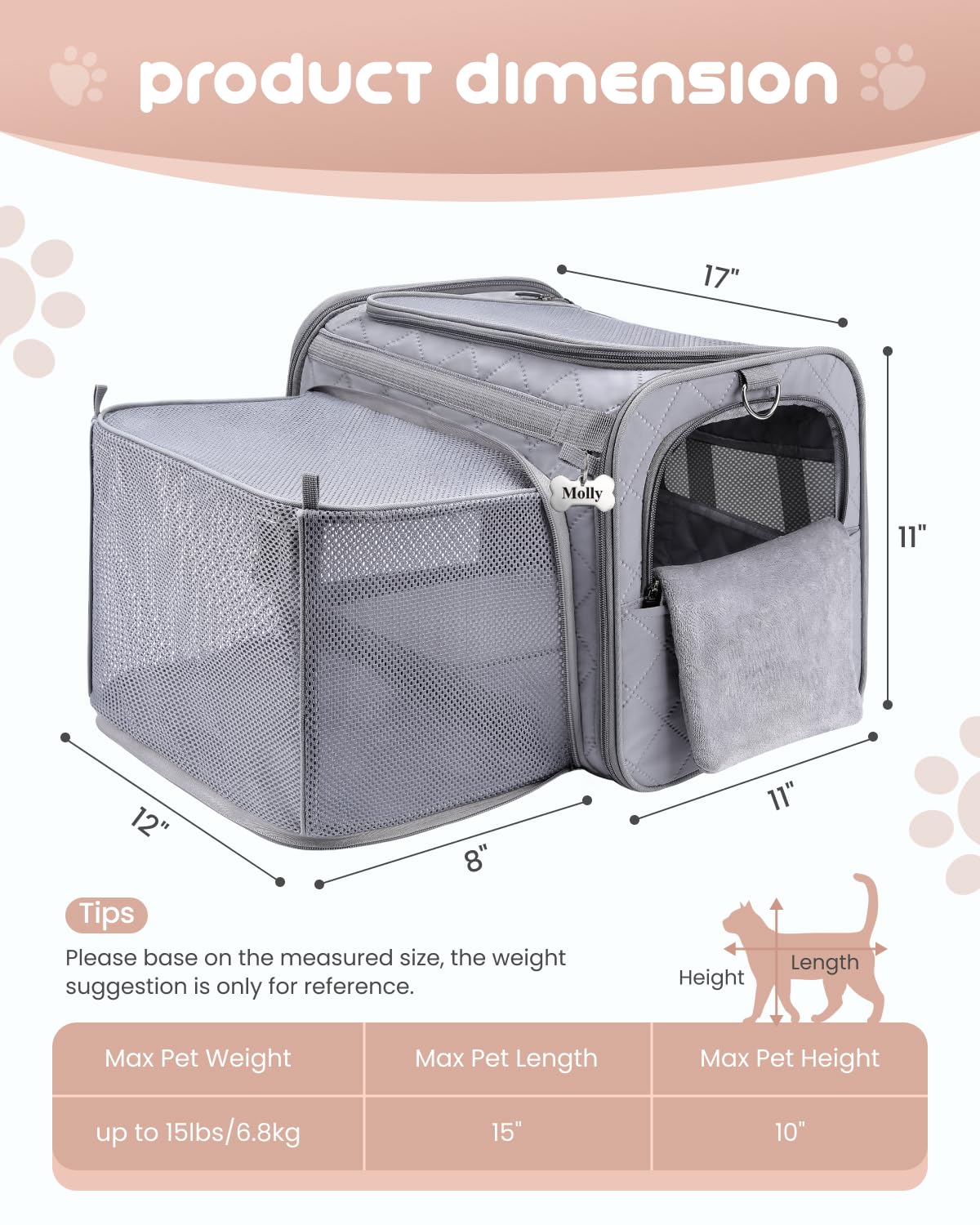 MIDOG cat carrier soft breathable mesh window lets pets peek out with reduced stress.