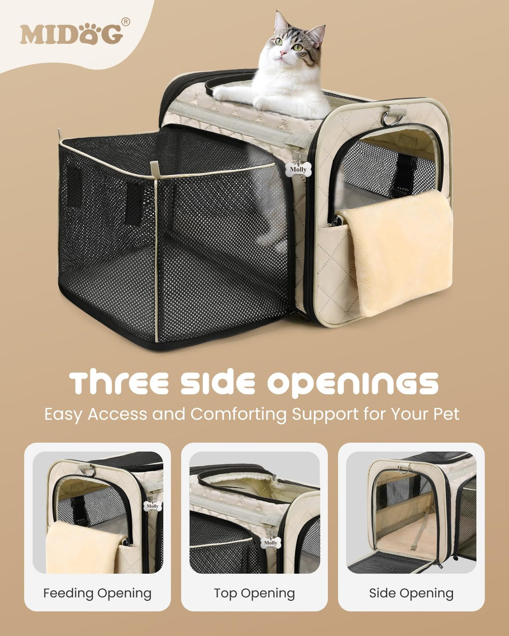MIDOG cat carrier soft breathable window allows cat to peek out and stay connected
