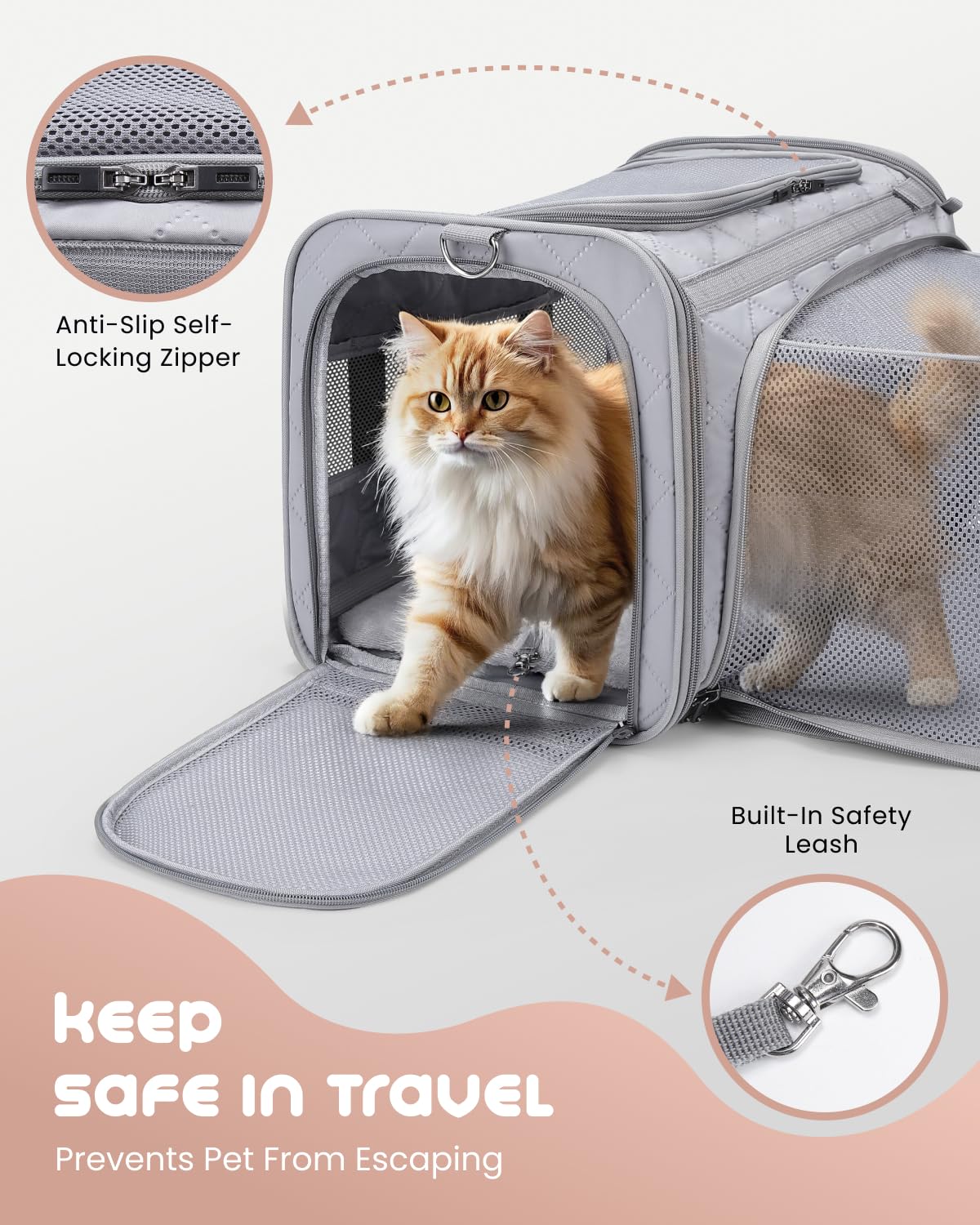 MIDOG cat carrier soft comfort pillow provides cozy resting feel for anxious travelers.