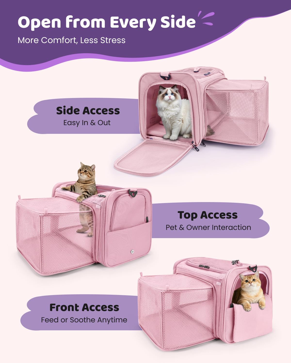 MIDOG cat carrier soft under-seat coral escape-proof zipper to prevent escapes