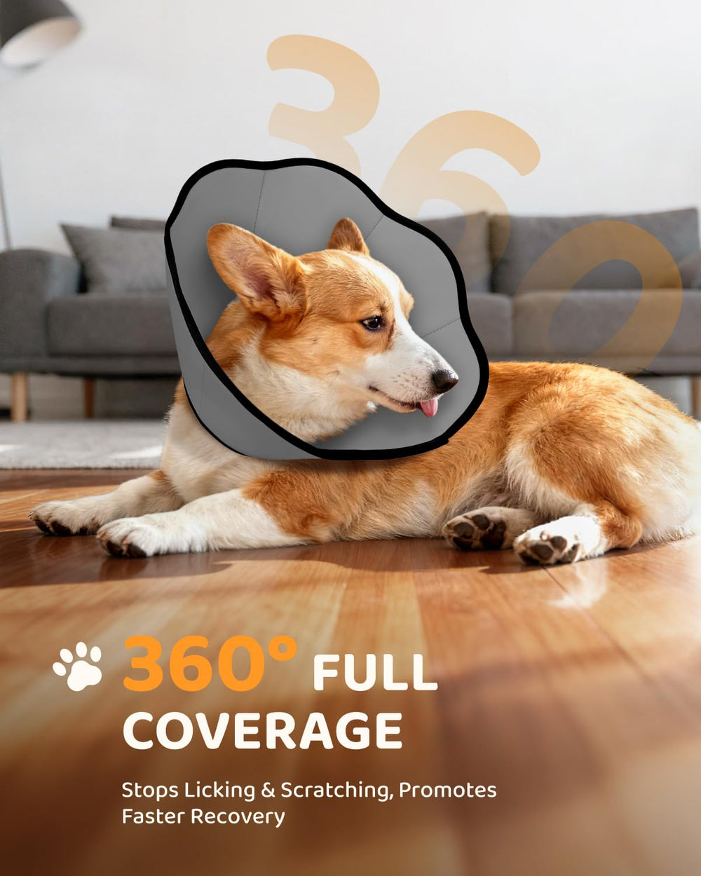 MIDOG Dog Cone Collar depth 4-10 inches provides thorough, angle-spanning protection.