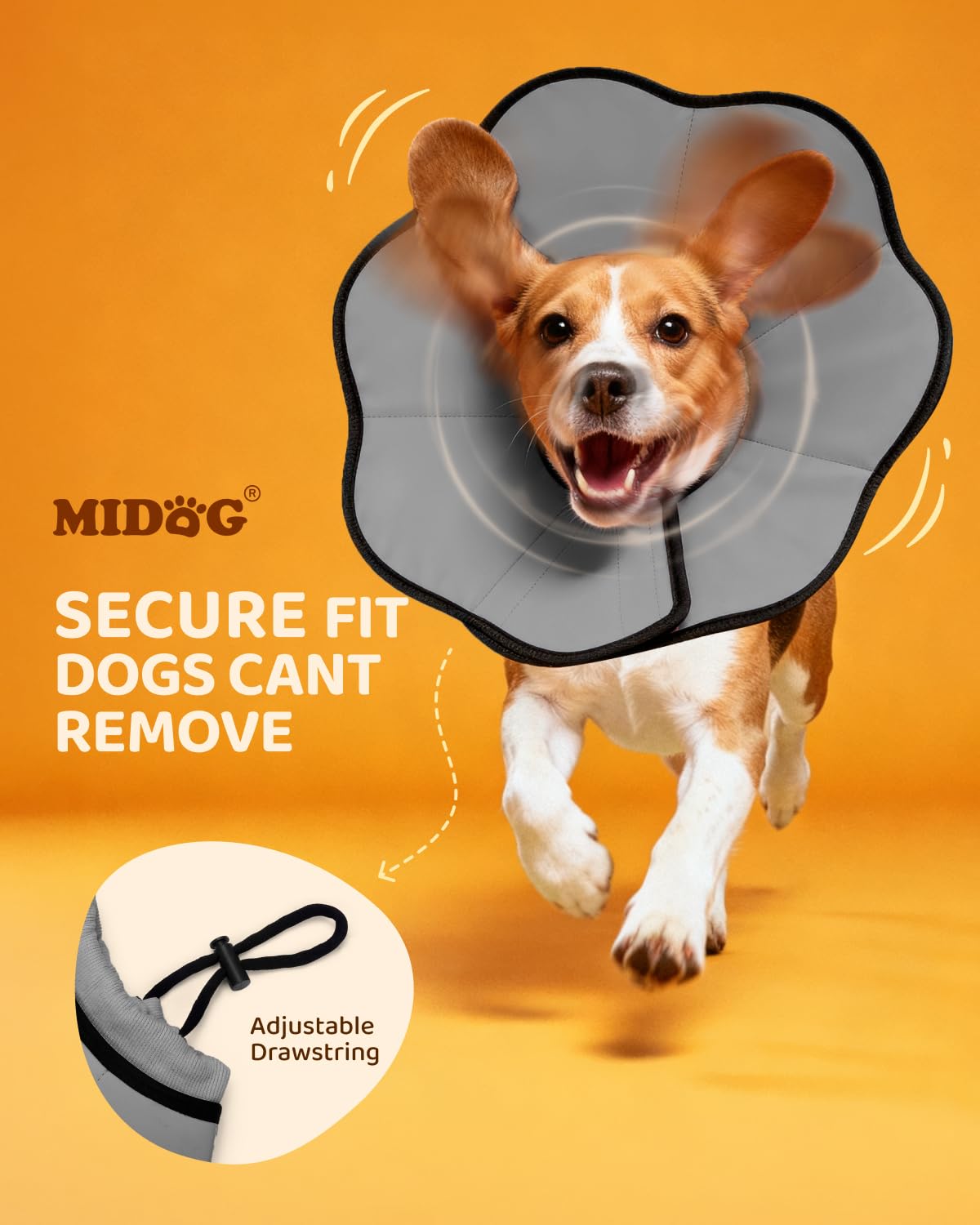 MIDOG Dog Cone Collar ultra-soft fabric keeps dogs comfy during healing.