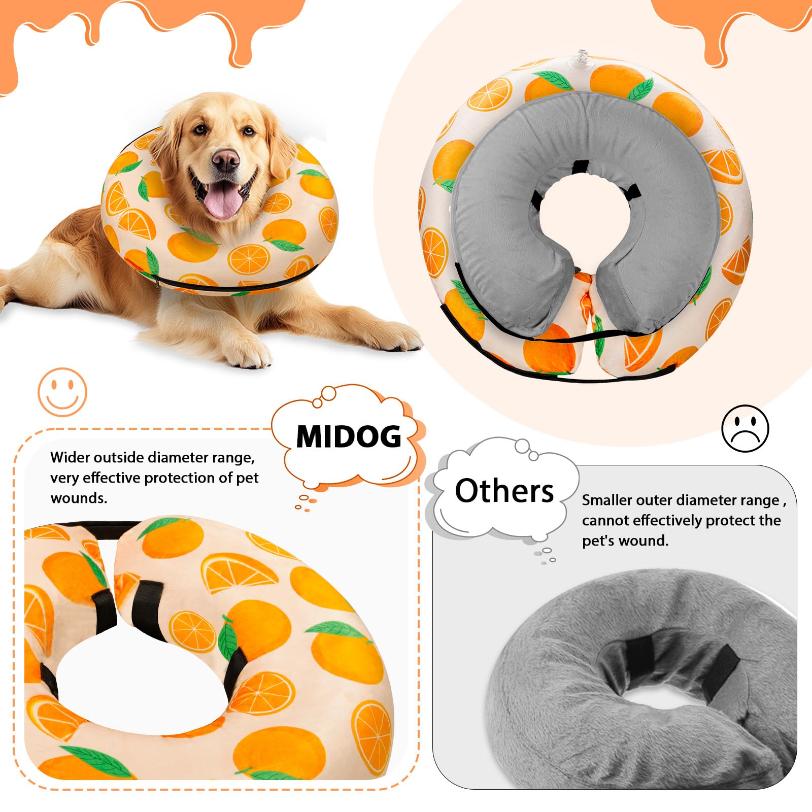 MIDOG donut collar pvc-interior closeup shows durable non-stick inner surface