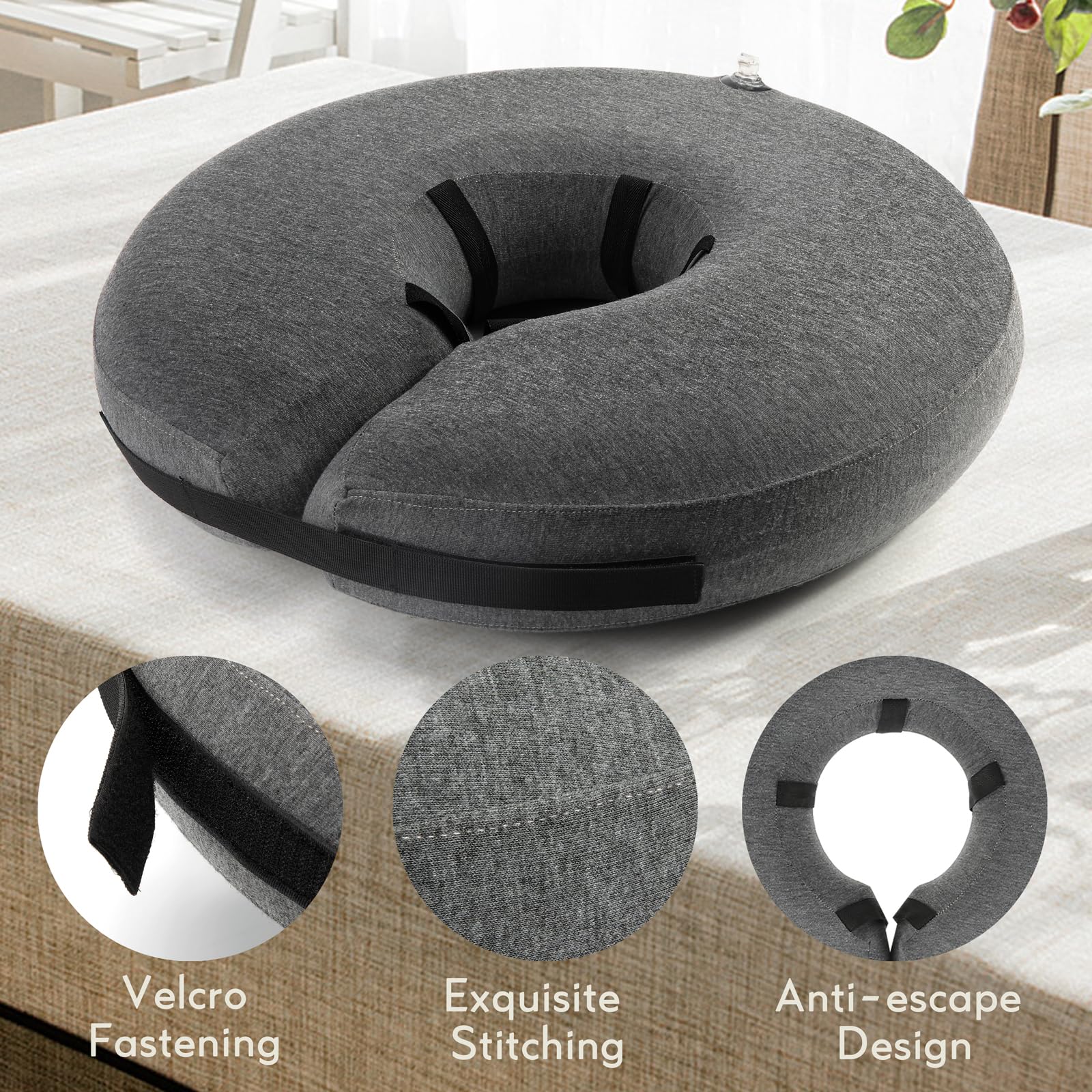 MIDOG donut collar soft protect gray XS eating-while-wearing demonstrates unobstructed meals and hydration