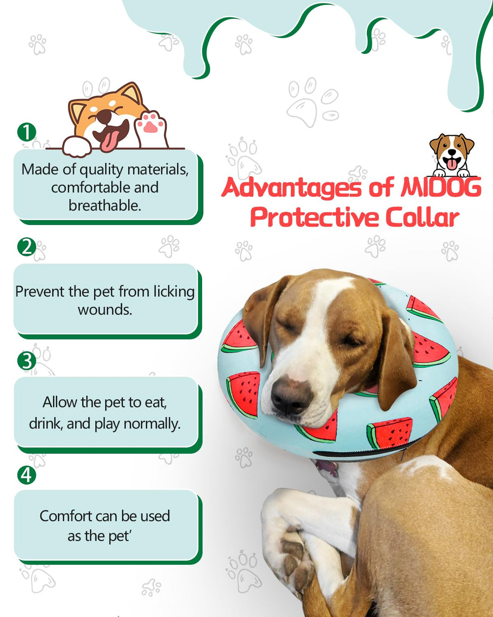 MIDOG donut cone adjustable buckle provides a secure, customizable fit for many dog sizes.