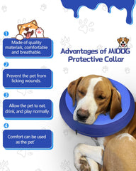 MIDOG donut e-collar side view highlighting breathable fabric for sleep
