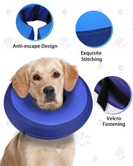 MIDOG inflatable collar with adjustable buckle showing secure, stay-put fit