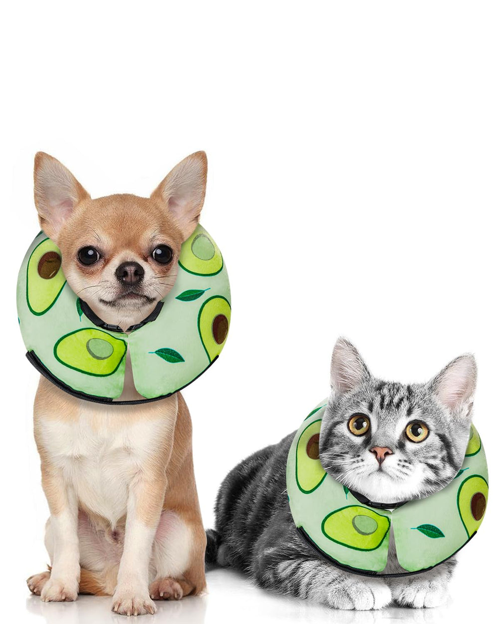 MIDOG inflatable donut cone avocado XS front view prevents licking while keeping comfort.