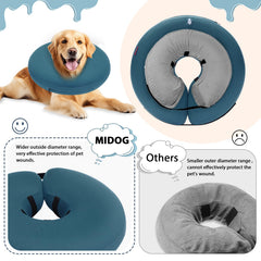 MIDOG inflatable donut cone blue adjustable-strap secures a safe, non-slip fit