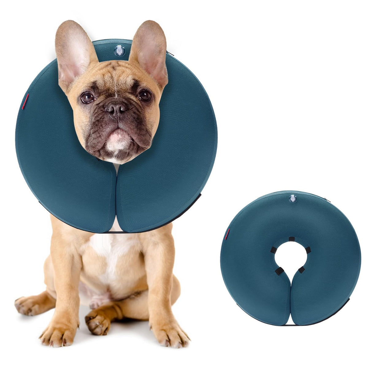 MIDOG inflatable donut cone blue close-up shows breathable fabric for comfortable recovery