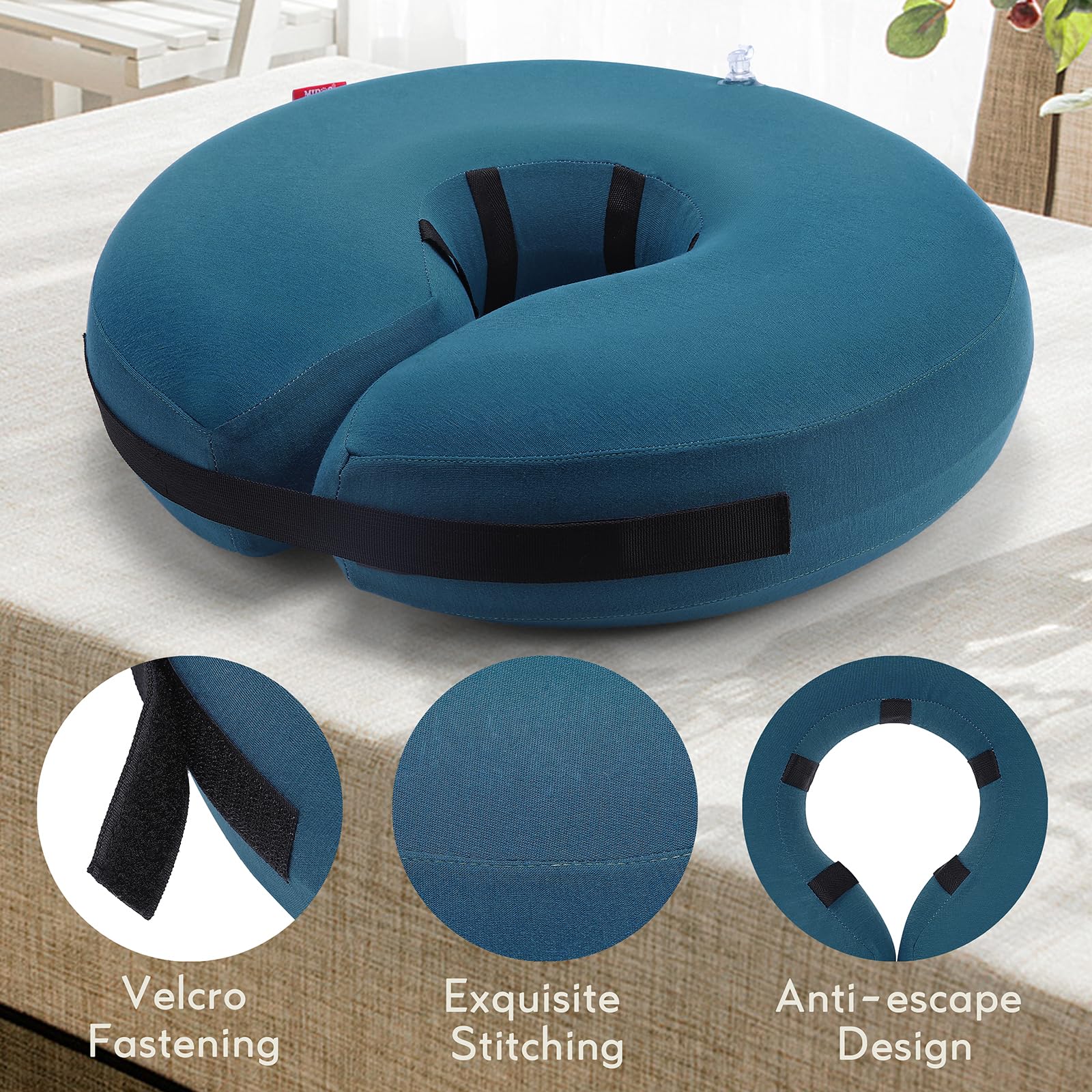 MIDOG inflatable donut cone blue drinking-while-resting demonstrates easy hydration