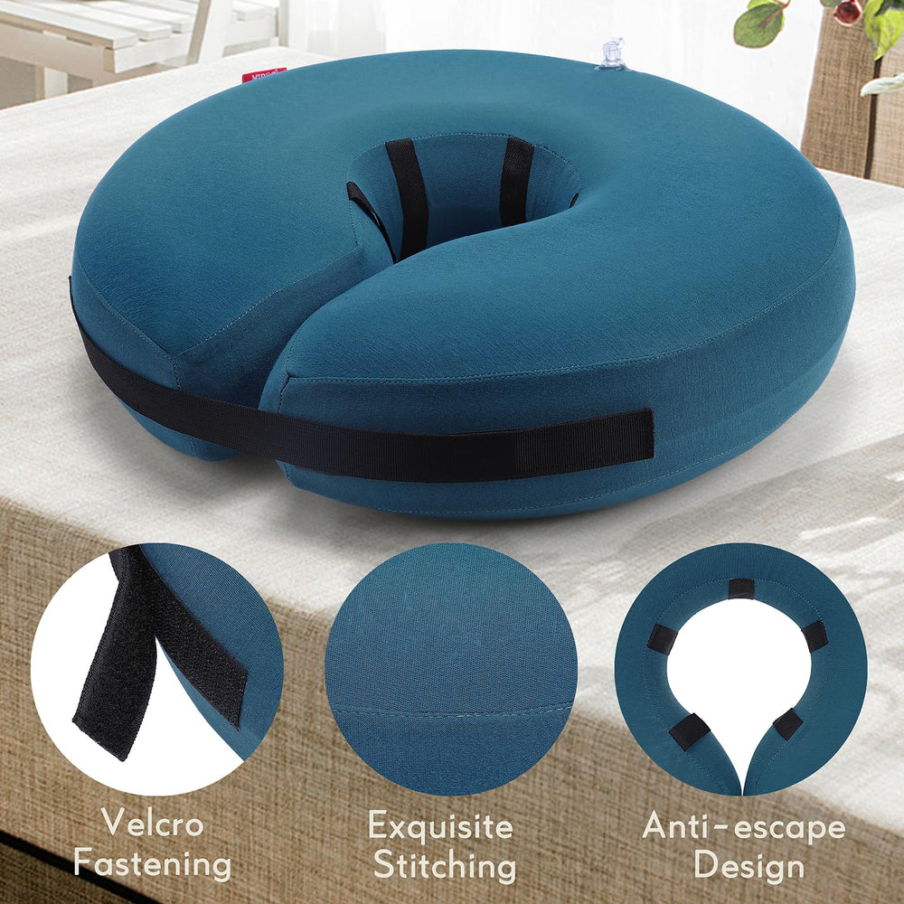 MIDOG inflatable donut cone blue drinking-while-resting demonstrates easy hydration