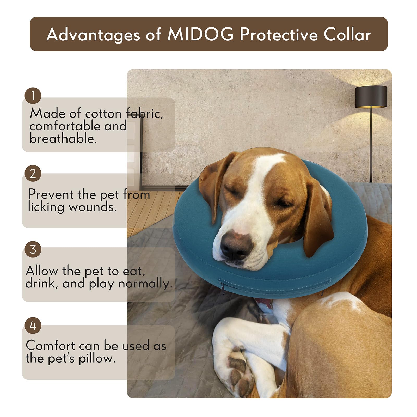 MIDOG inflatable donut cone blue eating-friendly image shows unobstructed meals