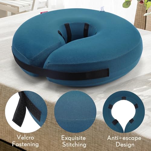 MIDOG inflatable donut cone blue being worn during meals enables uninterrupted eating