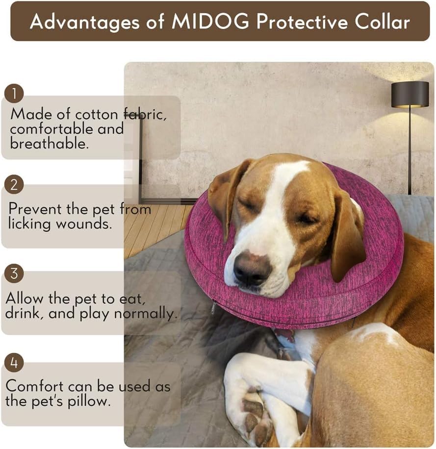 MIDOG inflatable donut cone rose side-worn provides comfortable airflow and safer eating