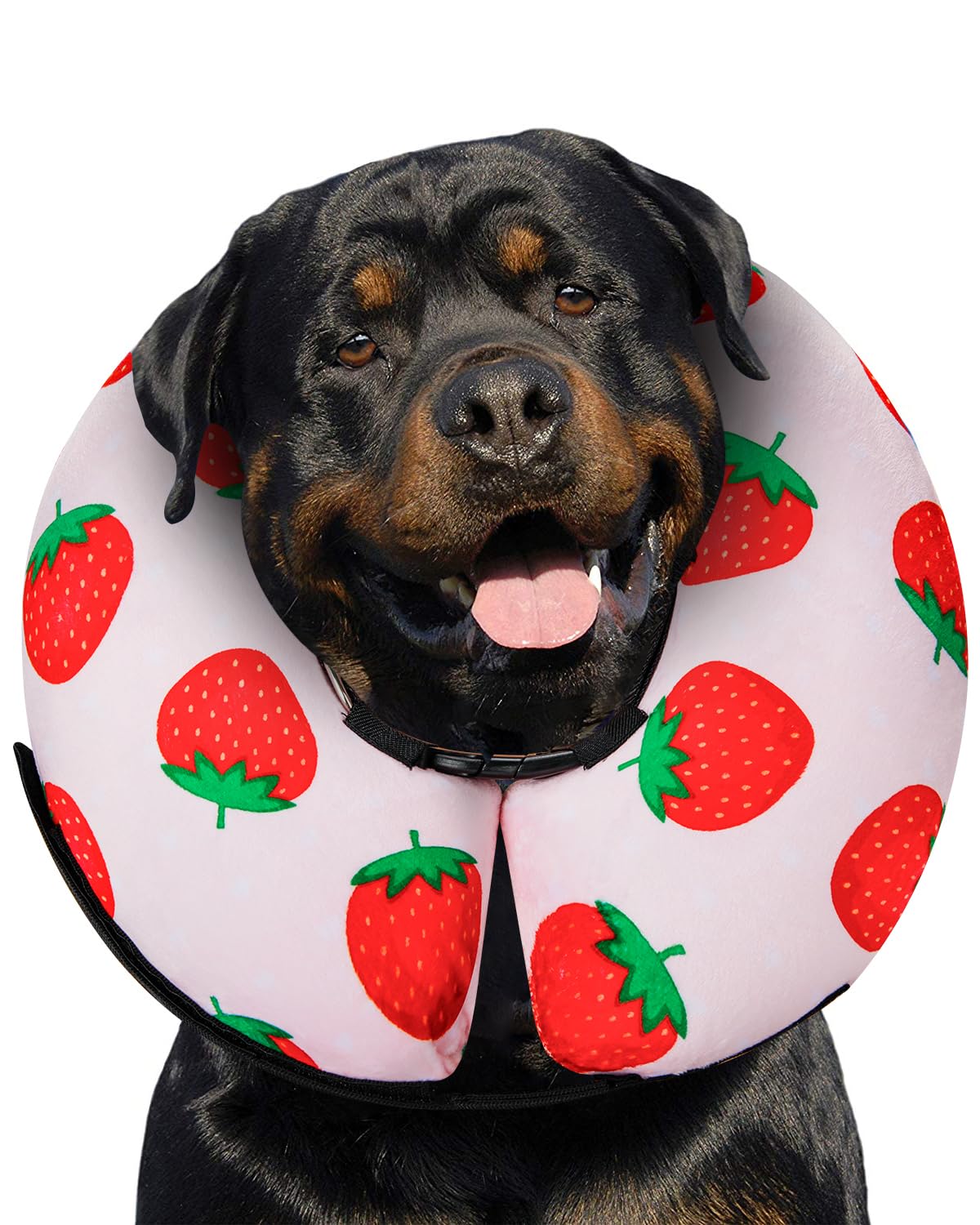 MIDOG inflatable donut cone strawberry-xl side view shows soft protection for post-surgery recovery
