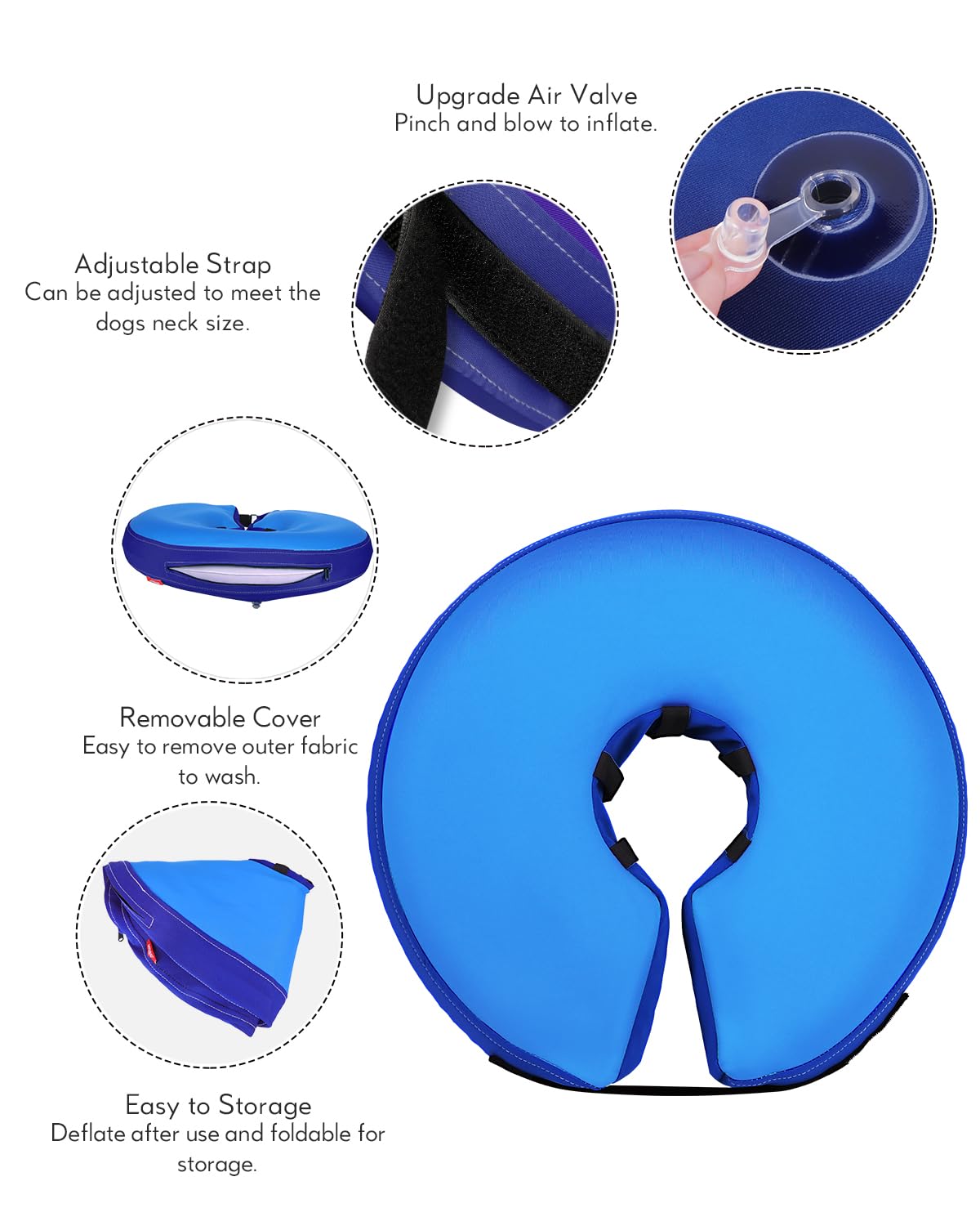 MIDOG soft collar on a pet indicating non-stick fabric easy cleaning