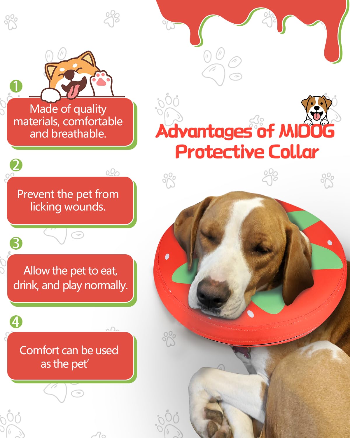 MIDOG donut e-collar secure fit with inner loop keeps collar in place