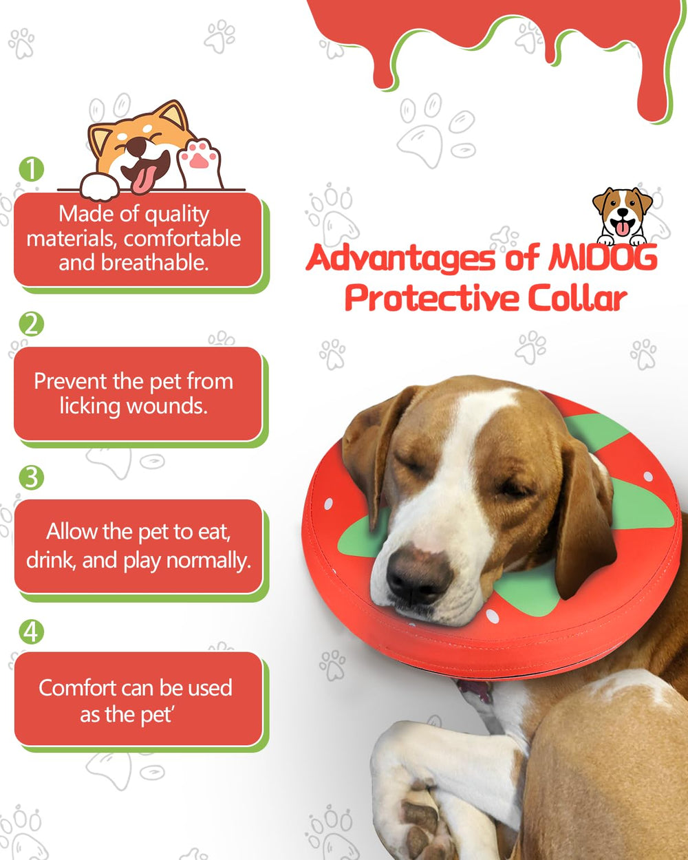 MIDOG donut e-collar secure fit with inner loop keeps collar in place