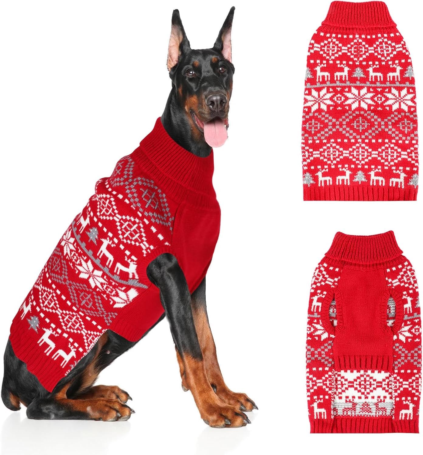 Midollarle extra-large dog Christmas sweater front view for cozy winter warmth