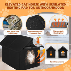 Midollarle heated cat house dual exits for secure outdoor shelter access
