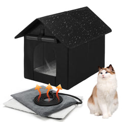Midollarle heated cat house front view shows weatherproof winter shelter