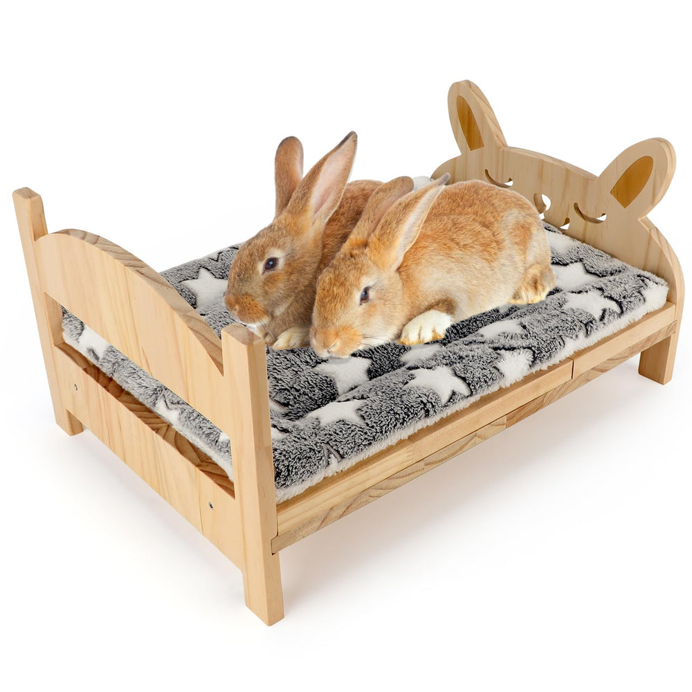 Midollarle large rabbit bed assembly shows a sturdy wooden frame for durable pet comfort.