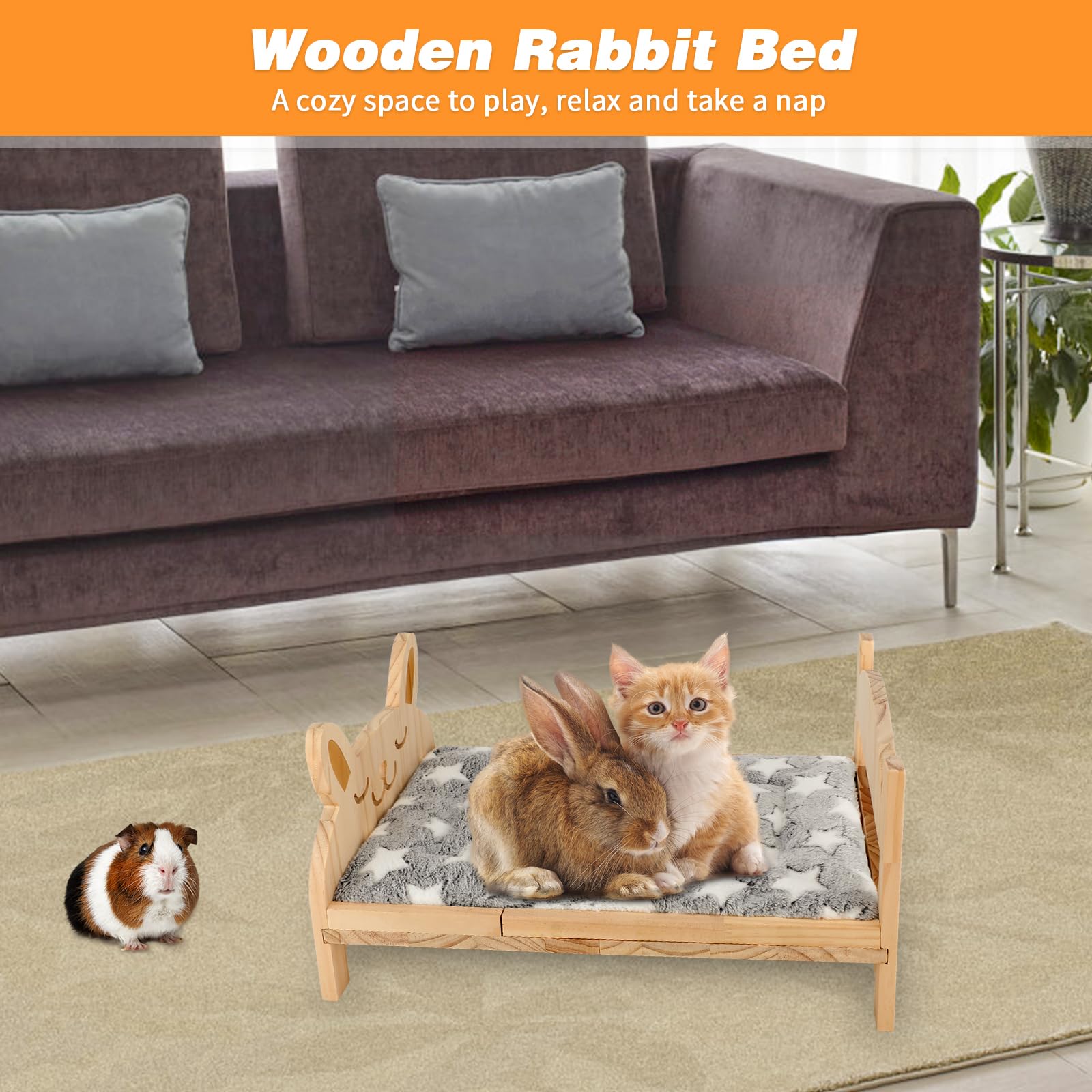 Midollarle rabbit bed head pattern detail adds cute charm to your pet's resting space.