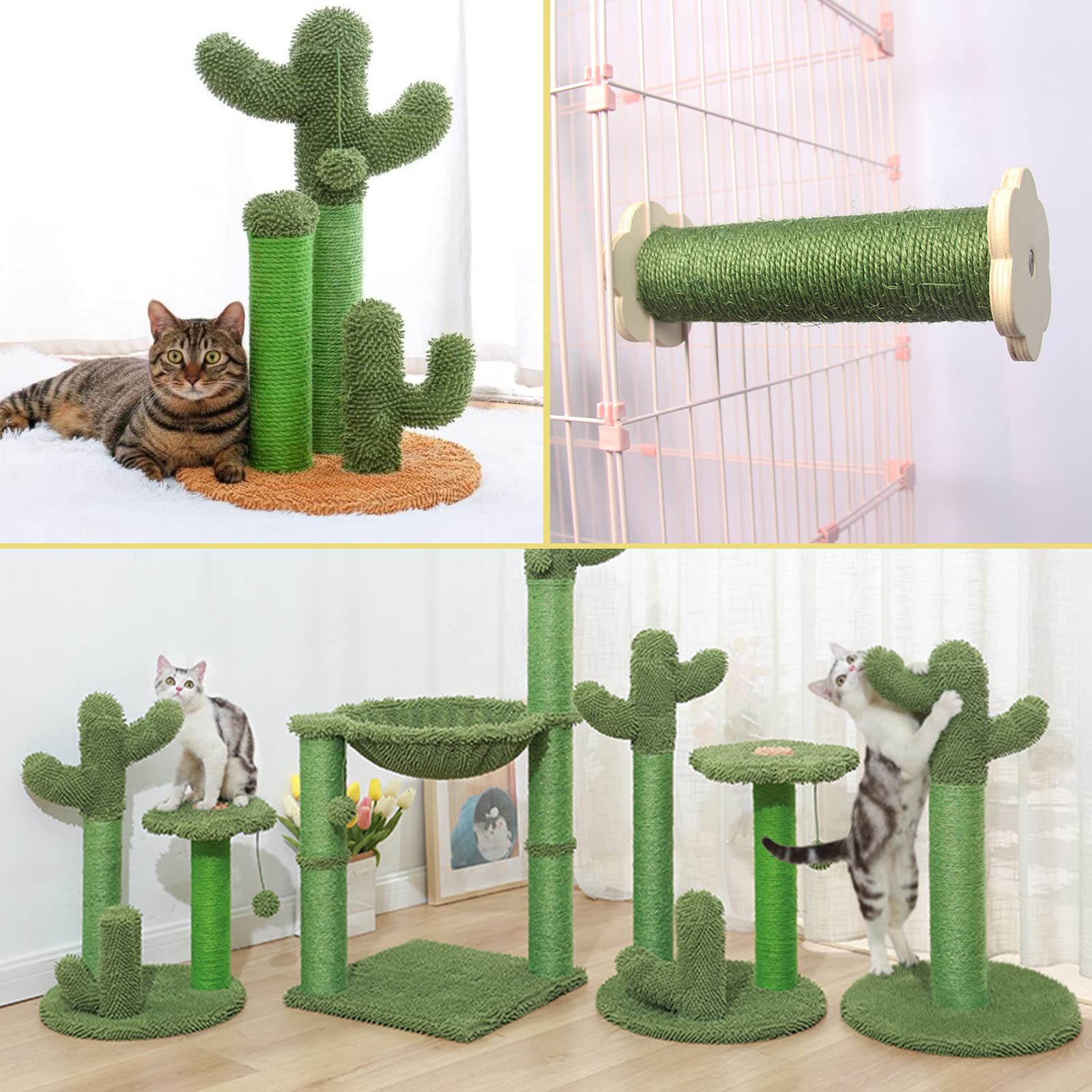 MiDube cat tower scratching pole in green blends with decor