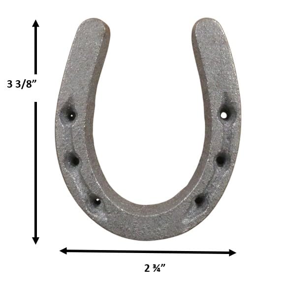 Midwest Craft House horseshoes side view highlights compact size for shelves.