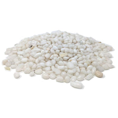 Midwest Hearth polished white pebbles flower arrangement reflecting light for bright decor.