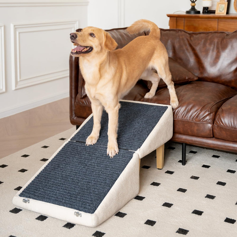 Miemie's Corner 3-in-1 dog ramp anti-slip surface provides secure footing for pets.