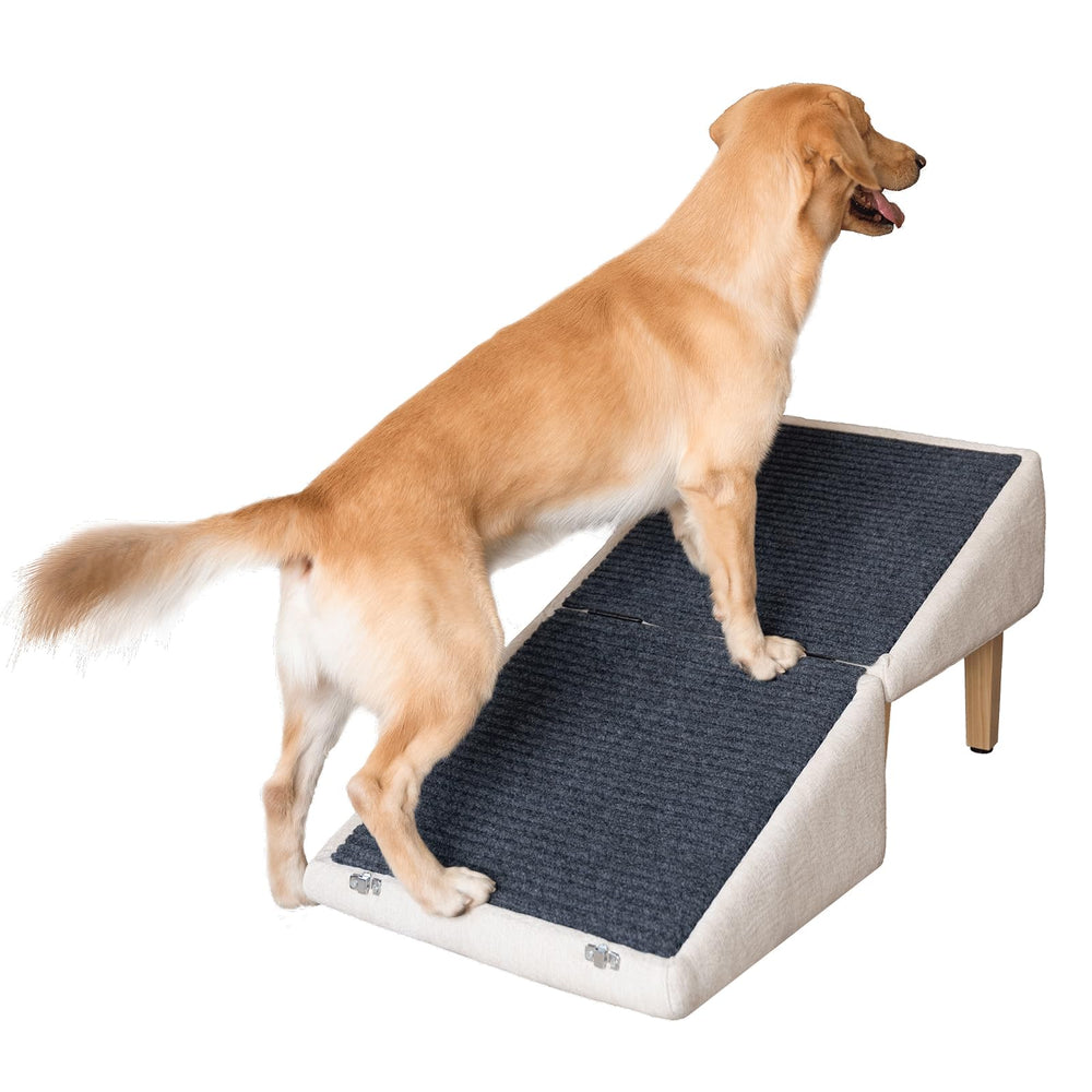 Miemie's Corner 3-in-1 dog ramp front view shows a gentle incline for easier stairs.