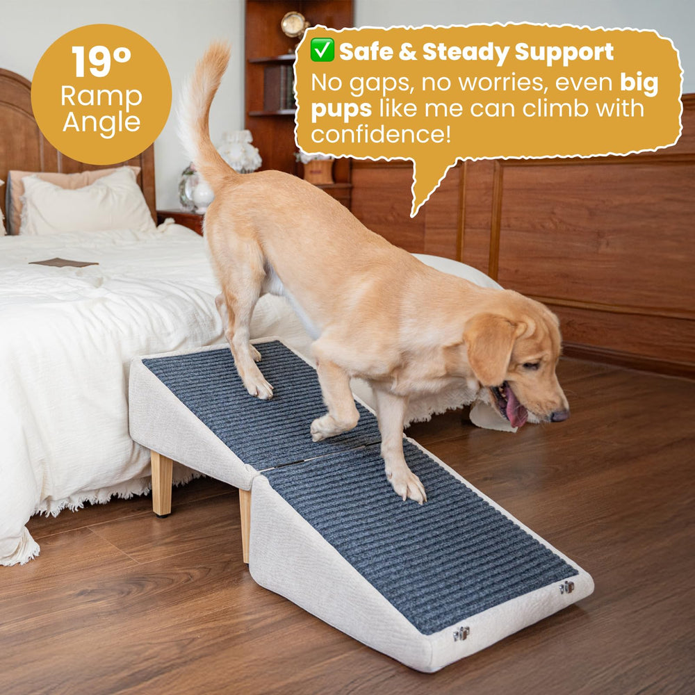 Miemie's Corner 3-in-1 dog ramp side view reveals hidden storage for tidy toys.