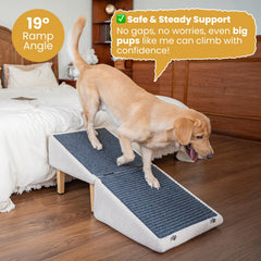 Miemie's Corner 3-in-1 dog ramp side view reveals hidden storage for tidy toys.