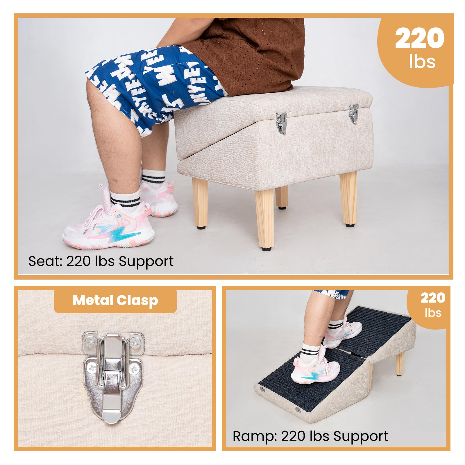 Miemie's Corner 3-in-1 dog ramp in living room blends with cozy decor.