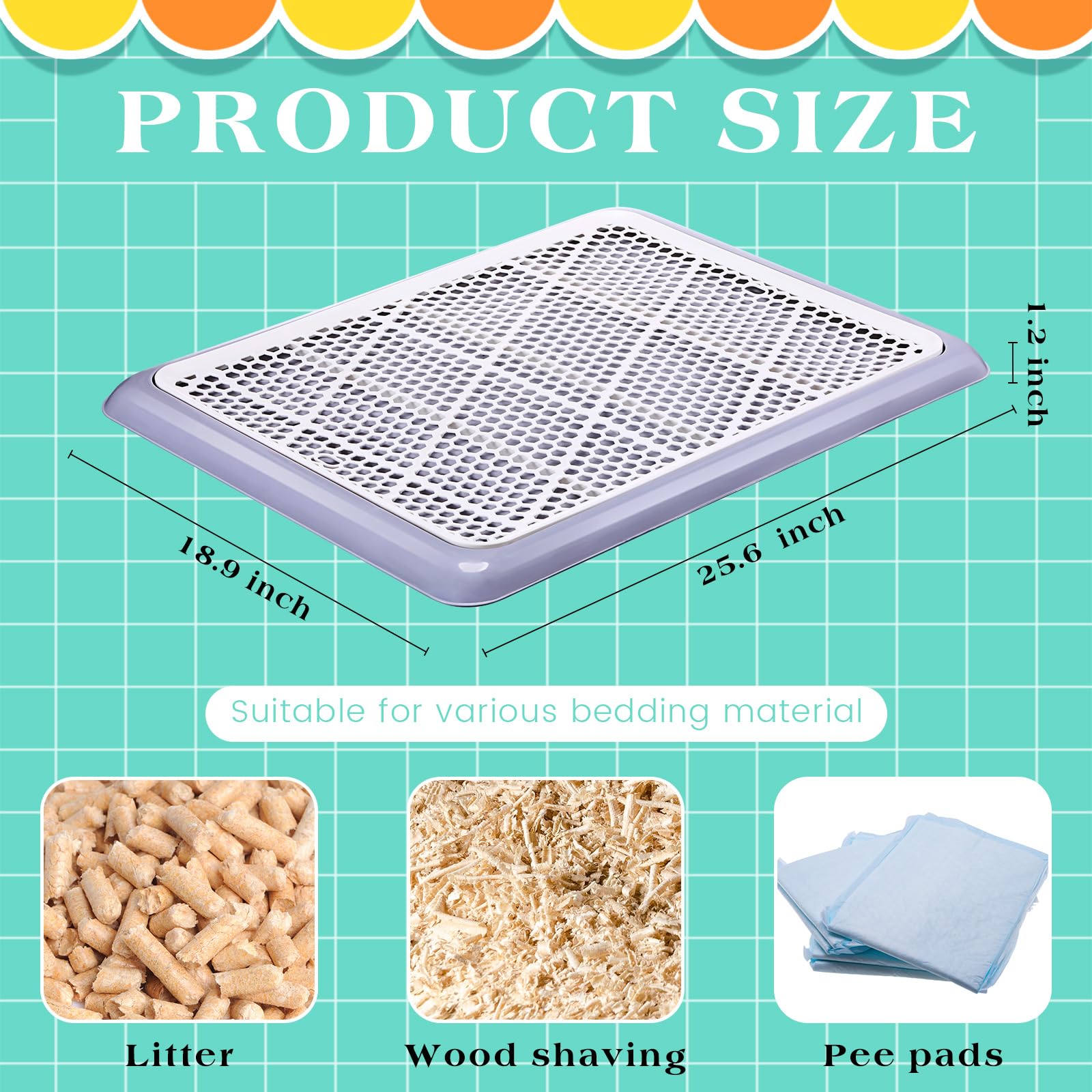 Mifoci dog potty tray with raised grid design helps contain litter and reduce spills.
