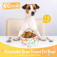 Mifoci paper dog bowls 12oz (1.5 cups) suitable for travel and meals.