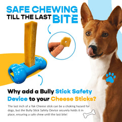Mighty Chewz Bully Bone Holder attached to chew enhances safety during use