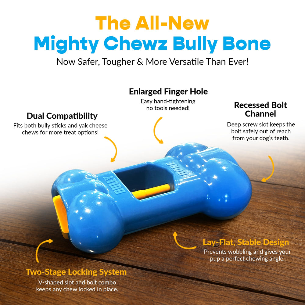Mighty Chewz holder in use as dog chews during active chewing