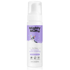 Mighty Mutt hypoallergenic waterless shampoo bottle for quick, water-free cleanups