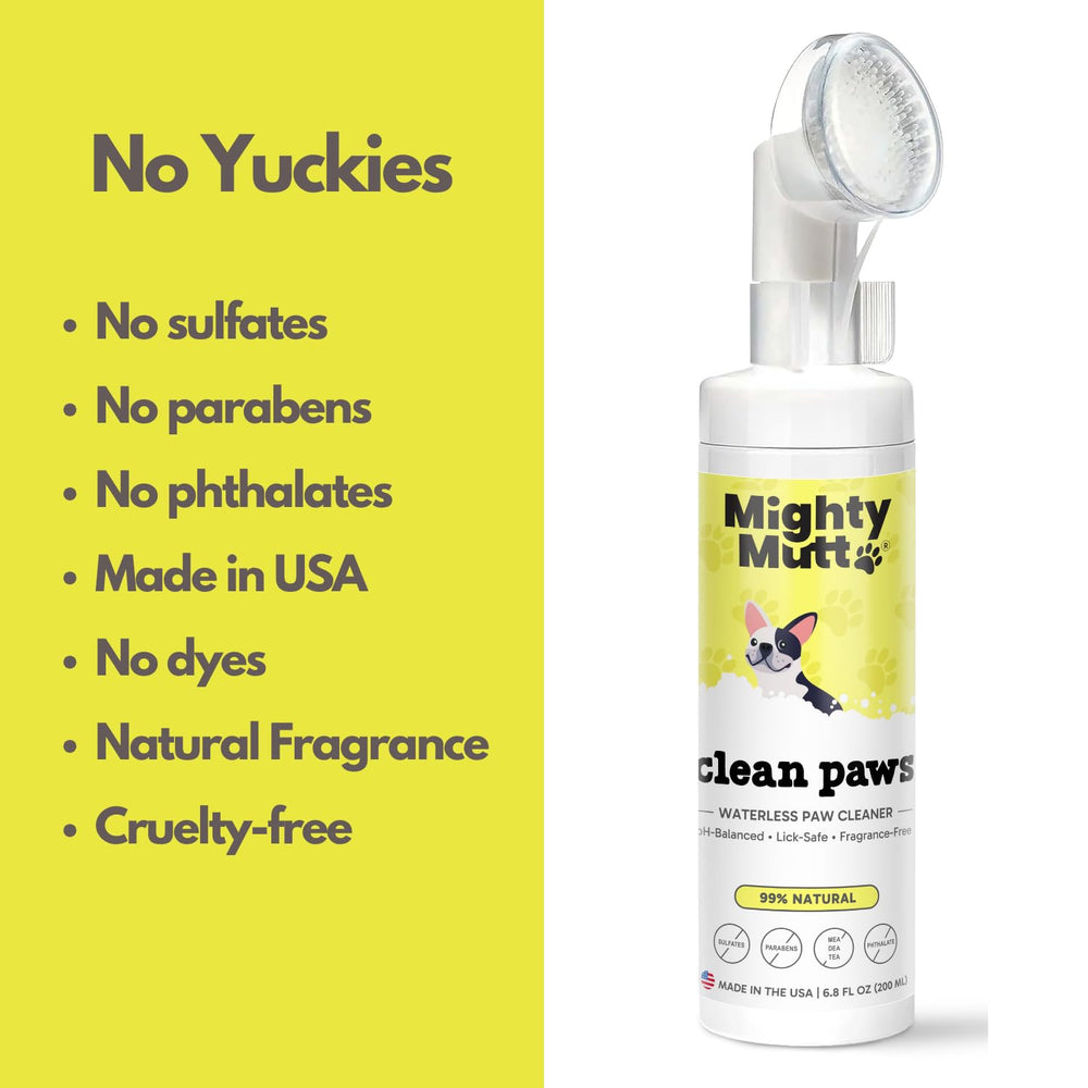 Mighty Mutt natural pH-balanced formula emphasizing gentle cleaning and pet safety