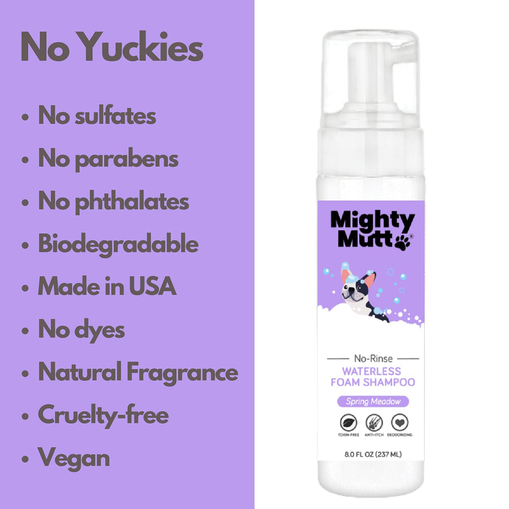 Mighty Mutt tearless formula closeup promotes gentle cleansing without irritation