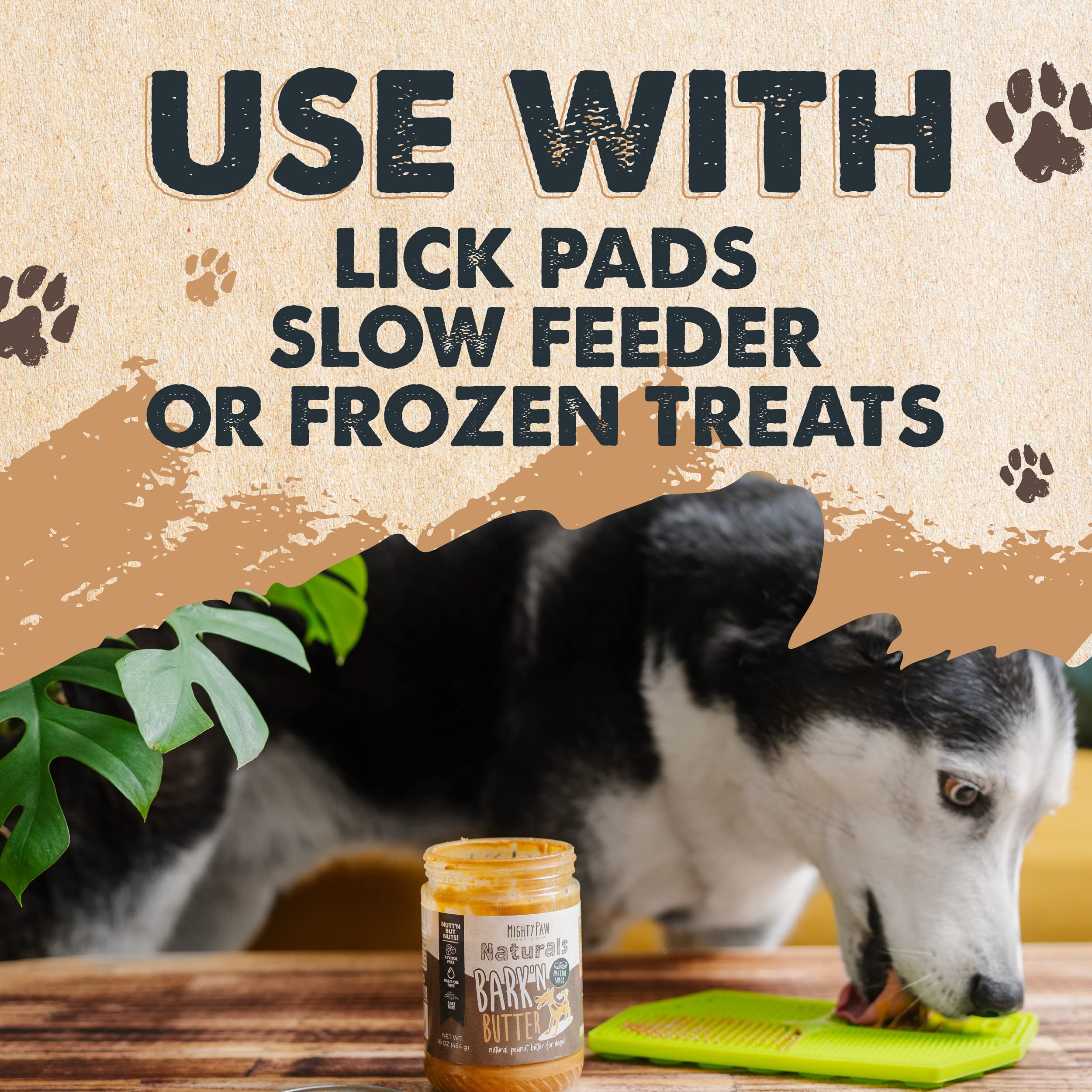 Mighty Paw Barkn Butter creamy spreadable texture for quick application.