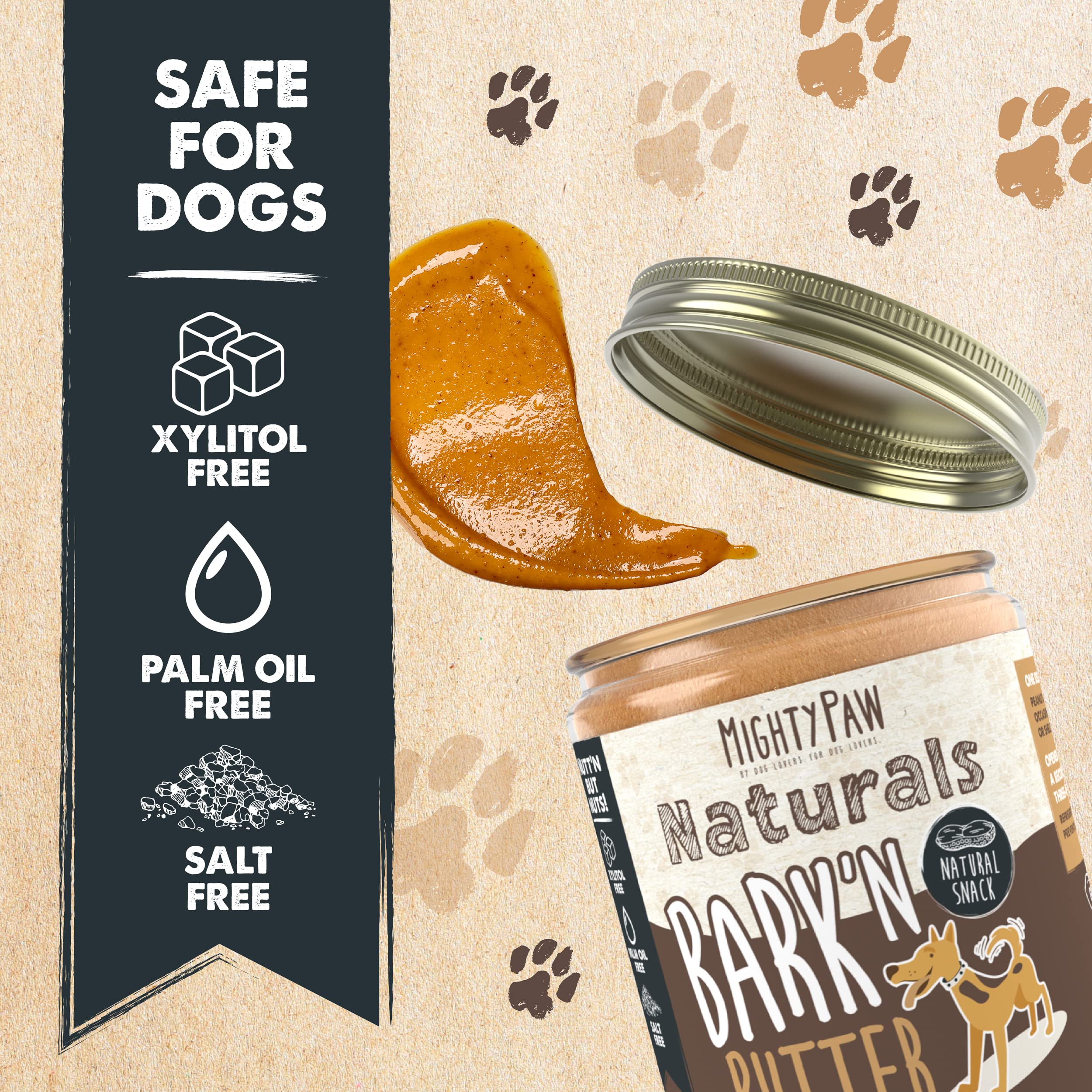 Mighty Paw Barkn Butter two-pack display highlights value and convenient packaging.