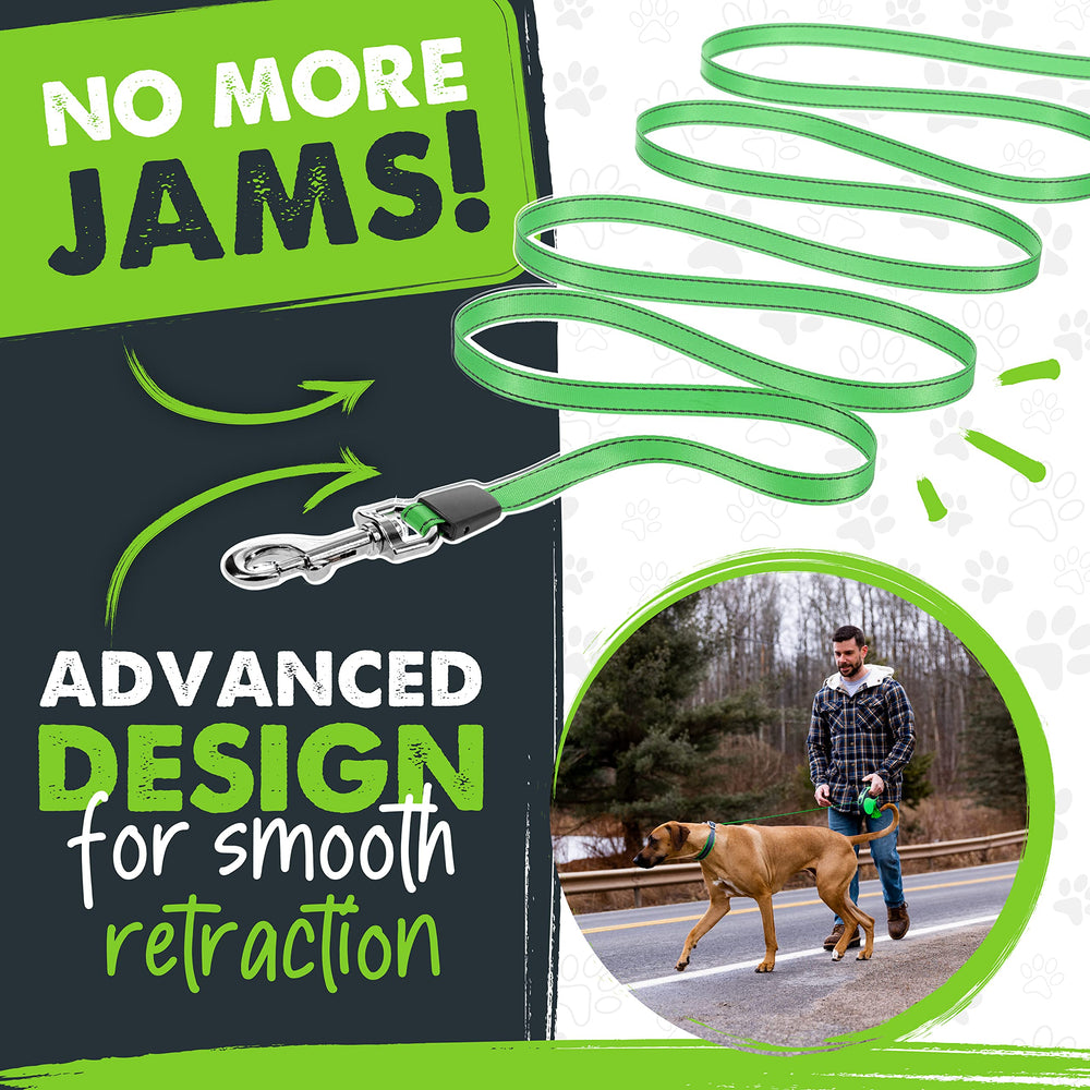 Mighty Paw built-in poop bag holder demonstrates convenient on-the-go cleanup