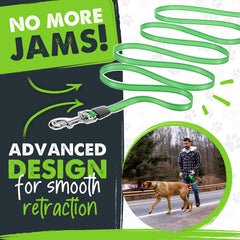 Mighty Paw built-in poop bag holder demonstrates convenient on-the-go cleanup