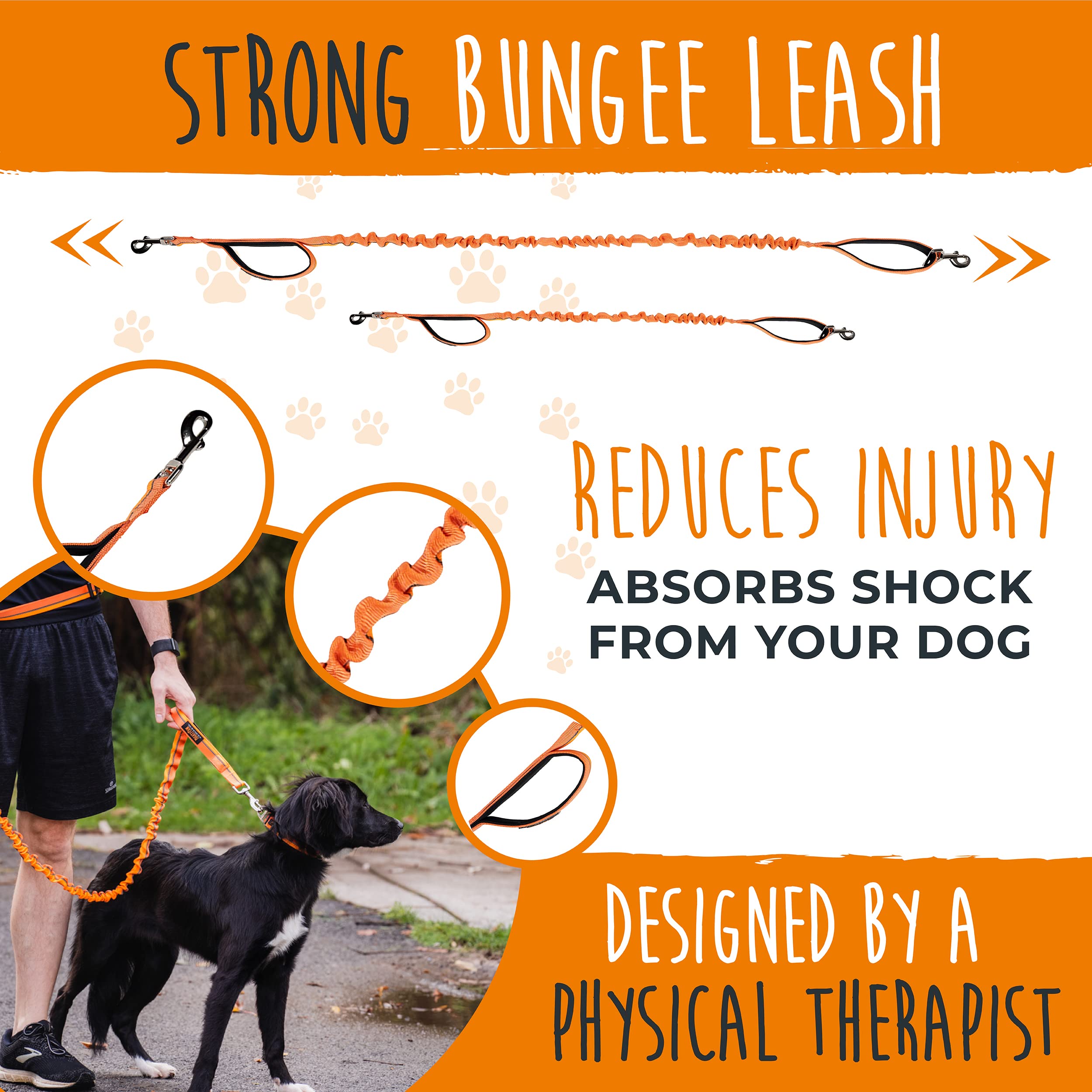 Mighty Paw bungee waist leash elastic shown for comfortable runs