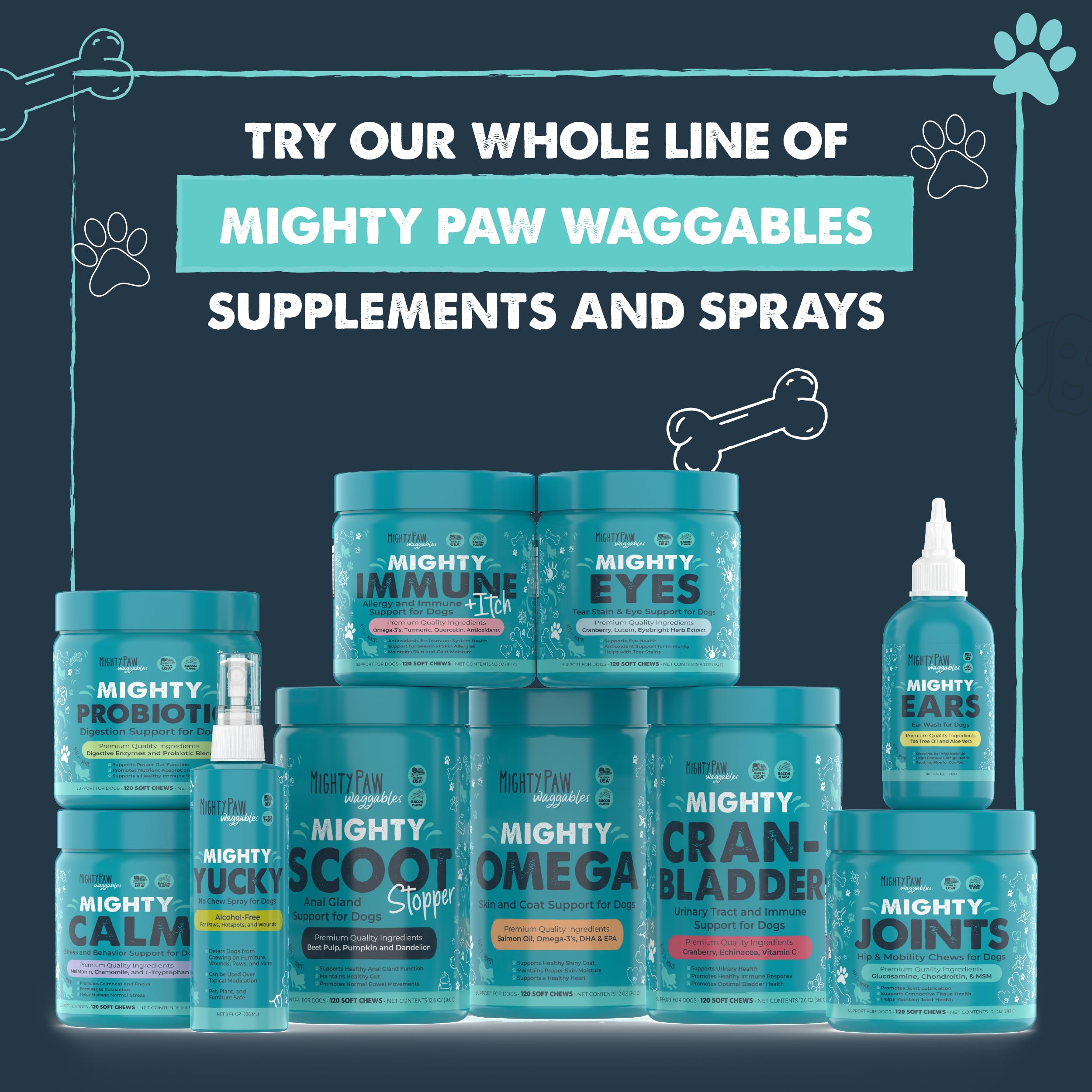Mighty Paw Digestive-health bowl image suggests overall gut wellness for pets